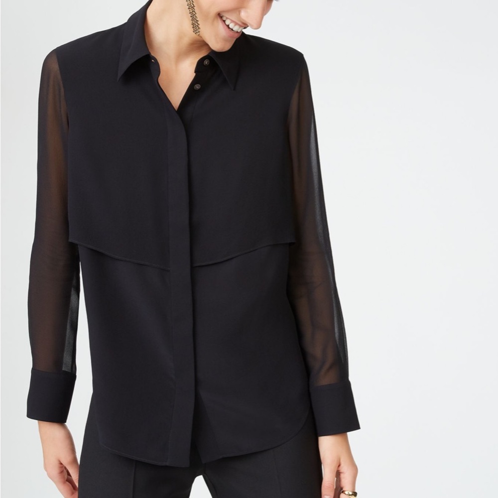 Club Monaco Bernee silk shirt in black